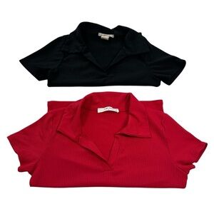 Set of 2 Wild Love and Caution of the Wind Stylish Red and Black Crop Tops